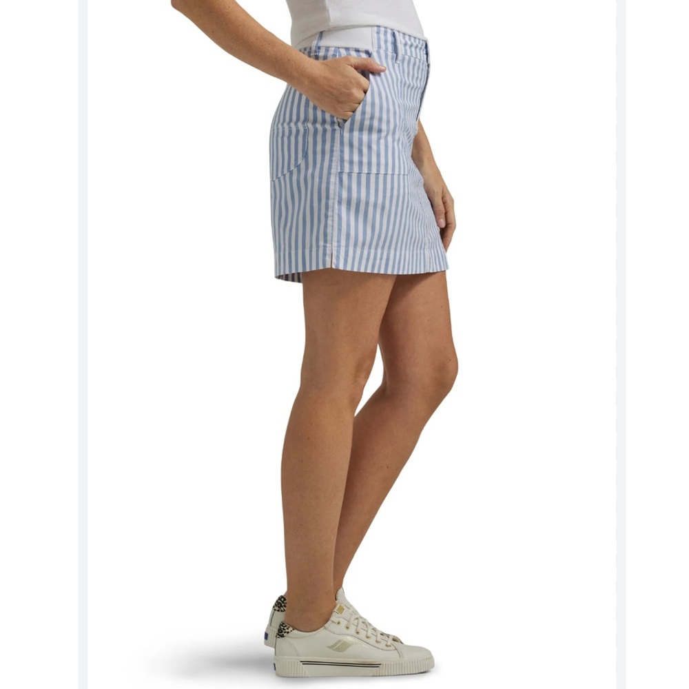 Lee Mid Rise Light Blue and White Striped Skirt